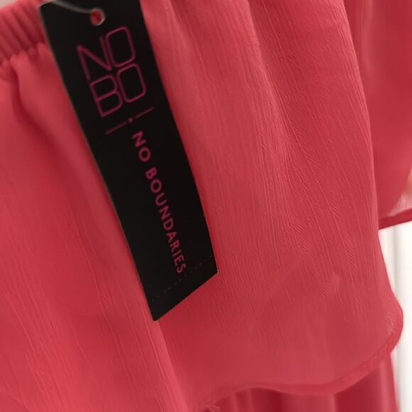 NO BOUNDARIES Strapless TIERED coral sun Dress Jr. - Picture 5 of 7